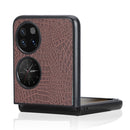 For Huawei P50 Pocket Crocodile Texture Folding Phone Case(Brown)