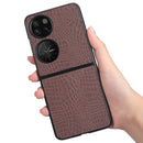 For Huawei P50 Pocket Crocodile Texture Folding Phone Case(Brown)