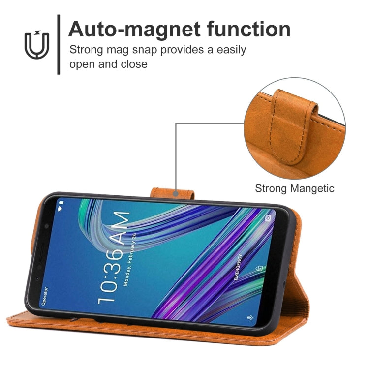Leather Phone Case For Asus Zenfone Max Pro ZB602KL(Brown)