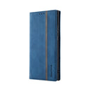 For Samsung Galaxy S22 Ultra 5G Splicing Skin Feel Magnetic Leather Phone Case(Blue)