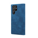 For Samsung Galaxy S22 Ultra 5G Splicing Skin Feel Magnetic Leather Phone Case(Blue)