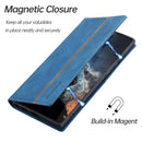 For Samsung Galaxy S22 Ultra 5G Splicing Skin Feel Magnetic Leather Phone Case(Blue)