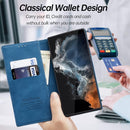 For Samsung Galaxy S22 Ultra 5G Splicing Skin Feel Magnetic Leather Phone Case(Blue)