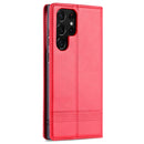 For Samsung Galaxy S22 Ultra 5G AZNS Magnetic Calf Texture Horizontal Flip Leather Phone Case(Red)