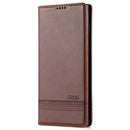 For Samsung Galaxy S22 Ultra 5G AZNS Magnetic Calf Texture Horizontal Flip Leather Phone Case(Dark Brown)