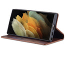 For Samsung Galaxy S22 Ultra 5G AZNS Magnetic Calf Texture Horizontal Flip Leather Phone Case(Dark Brown)