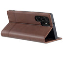 For Samsung Galaxy S22 Ultra 5G AZNS Magnetic Calf Texture Horizontal Flip Leather Phone Case(Dark Brown)