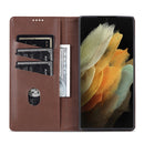 For Samsung Galaxy S22 Ultra 5G AZNS Magnetic Calf Texture Horizontal Flip Leather Phone Case(Dark Brown)