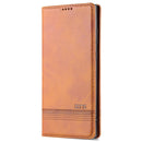 For Samsung Galaxy S22 Ultra 5G AZNS Magnetic Calf Texture Horizontal Flip Leather Phone Case(Light Brown)