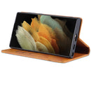For Samsung Galaxy S22 Ultra 5G AZNS Magnetic Calf Texture Horizontal Flip Leather Phone Case(Light Brown)