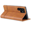For Samsung Galaxy S22 Ultra 5G AZNS Magnetic Calf Texture Horizontal Flip Leather Phone Case(Light Brown)