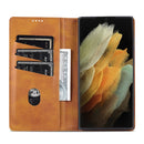 For Samsung Galaxy S22 Ultra 5G AZNS Magnetic Calf Texture Horizontal Flip Leather Phone Case(Light Brown)