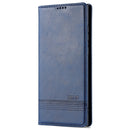 For Samsung Galaxy S22 Ultra 5G AZNS Magnetic Calf Texture Horizontal Flip Leather Phone Case(Dark Blue)