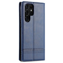 For Samsung Galaxy S22 Ultra 5G AZNS Magnetic Calf Texture Horizontal Flip Leather Phone Case(Dark Blue)