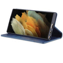 For Samsung Galaxy S22 Ultra 5G AZNS Magnetic Calf Texture Horizontal Flip Leather Phone Case(Dark Blue)