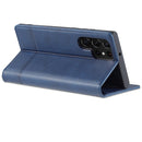 For Samsung Galaxy S22 Ultra 5G AZNS Magnetic Calf Texture Horizontal Flip Leather Phone Case(Dark Blue)