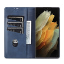 For Samsung Galaxy S22 Ultra 5G AZNS Magnetic Calf Texture Horizontal Flip Leather Phone Case(Dark Blue)