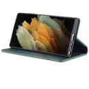 For Samsung Galaxy S22 Ultra 5G AZNS Magnetic Calf Texture Horizontal Flip Leather Phone Case(Dark Green)