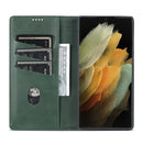 For Samsung Galaxy S22 Ultra 5G AZNS Magnetic Calf Texture Horizontal Flip Leather Phone Case(Dark Green)