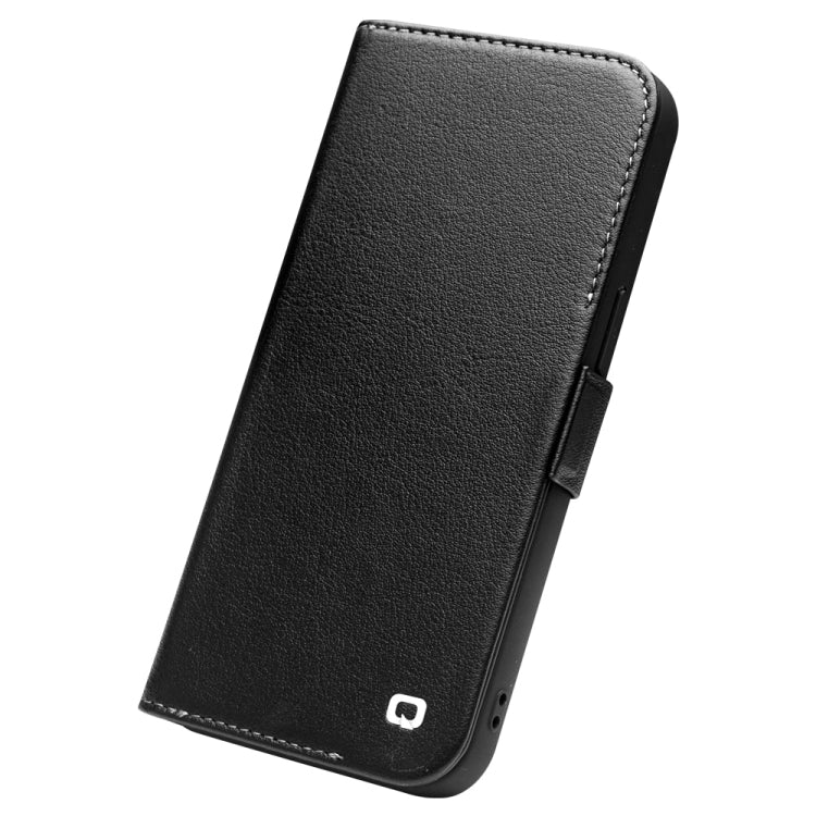 For iPhone 13 Pro Max QIALINO Magnetic Buckle Leather Phone Case (Black)