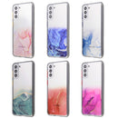 For Samsung Galaxy S22+ 5G Glittery Marble Pattern TPU + Acrylic Phone Case(Blue)