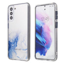 For Samsung Galaxy S22+ 5G Glittery Marble Pattern TPU + Acrylic Phone Case(Light Blue)