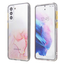 For Samsung Galaxy S22+ 5G Glittery Marble Pattern TPU + Acrylic Phone Case(Pink)