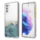 For Samsung Galaxy S22+ 5G Glittery Marble Pattern TPU + Acrylic Phone Case(Green)