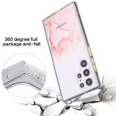 For Samsung Galaxy S22 Ultra 5G Glittery Marble Pattern TPU + Acrylic Phone Case(Blue)