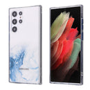 For Samsung Galaxy S22 Ultra 5G Glittery Marble Pattern TPU + Acrylic Phone Case(Light Blue)
