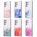For Samsung Galaxy S22 Ultra 5G Glittery Marble Pattern TPU + Acrylic Phone Case(Pink)