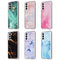 For Samsung Galaxy S22 5G Glazed Marble Pattern TPU + Acrylic Phone Case(Blue)