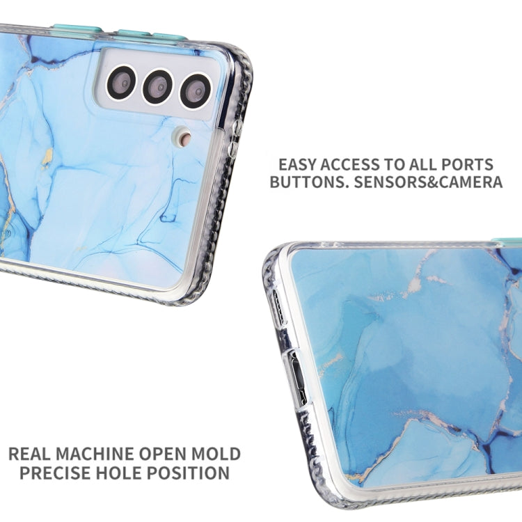 For Samsung Galaxy S22 5G Glazed Marble Pattern TPU + Acrylic Phone Case(Blue)