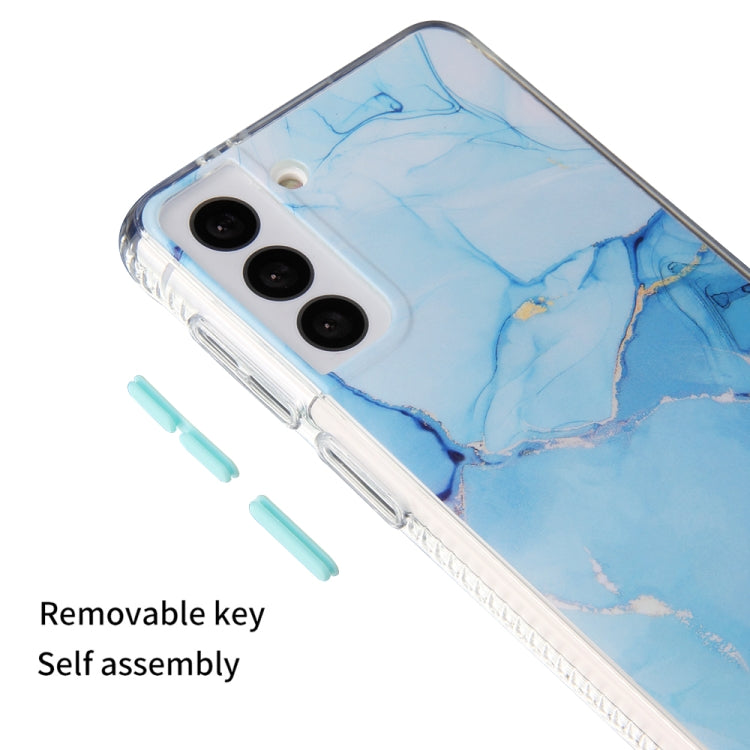 For Samsung Galaxy S22 5G Glazed Marble Pattern TPU + Acrylic Phone Case(Blue)