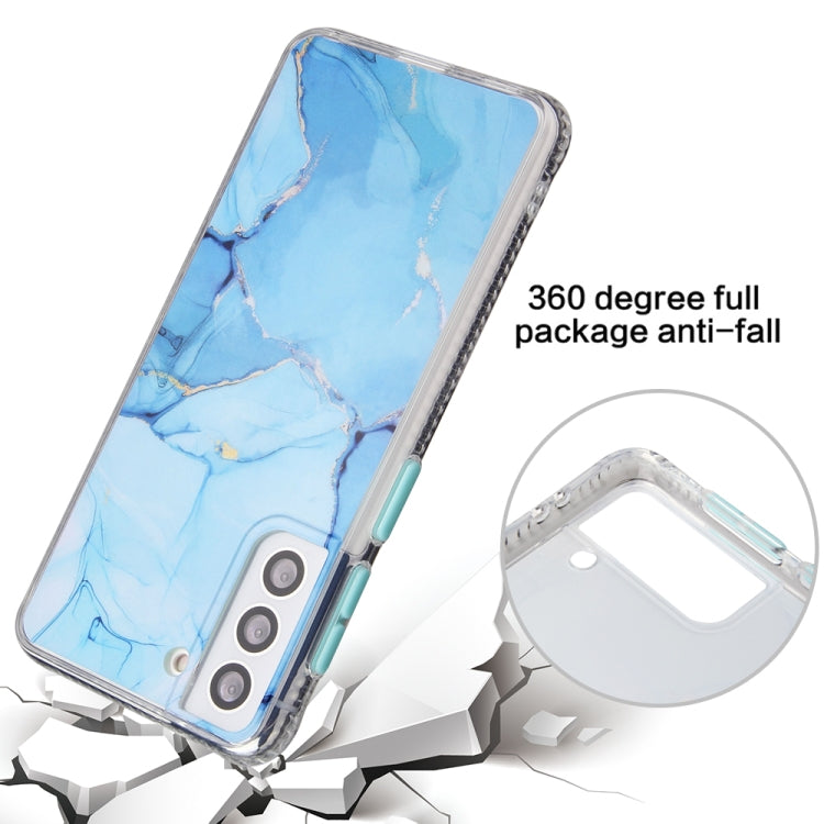 For Samsung Galaxy S22 5G Glazed Marble Pattern TPU + Acrylic Phone Case(Pink)