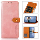 For Samsung Galaxy A73 5G KHAZNEH Dual-color Cowhide Texture Flip Leather Phone Case(Rose Gold)
