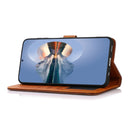 For Samsung Galaxy A73 5G KHAZNEH Dual-color Cowhide Texture Flip Leather Phone Case(Rose Gold)