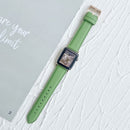 Lychee Top Layer Cowhide Watch Band For Apple Watch Series 7 41mm / 6&SE&5&4 40mm / 3&2&1 38mm(Grass Green)