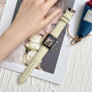 Lychee Top Layer Cowhide Watch Band For Apple Watch Series 7 41mm / 6&SE&5&4 40mm / 3&2&1 38mm(Apricot)