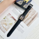 Lychee Top Layer Cowhide Watch Band For Apple Watch Series 7 41mm / 6&SE&5&4 40mm / 3&2&1 38mm(Black)