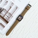 Lychee Top Layer Cowhide Watch Band For Apple Watch Series 7 41mm / 6&SE&5&4 40mm / 3&2&1 38mm(Khaki)