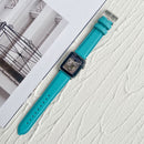 Lychee Top Layer Cowhide Watch Band For Apple Watch Series 7 41mm / 6&SE&5&4 40mm / 3&2&1 38mm(Sky Blue)