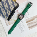 Lychee Top Layer Cowhide Watch Band For Apple Watch Series 7 41mm / 6&SE&5&4 40mm / 3&2&1 38mm(Dark Green)