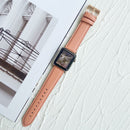 Lychee Top Layer Cowhide Watch Band For Apple Watch Series 7 45mm / 6&SE&5&4 44mm / 3&2&1 42mm(Orange Pink)
