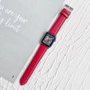 Lychee Top Layer Cowhide Watch Band For Apple Watch Series 7 45mm / 6&SE&5&4 44mm / 3&2&1 42mm(Rose Red)