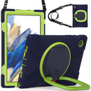 For Samsung Galaxy Tab A8 10.5 2021 Silicone + PC Tablet Case(Navy Blue + Lime)