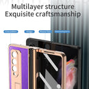 For Samsung Galaxy Z Fold3 5G Electroplated Hinge Pen Slot Cross Phone Case(Black)