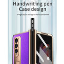 For Samsung Galaxy Z Fold3 5G Electroplated Hinge Pen Slot Cross Phone Case(Black)