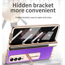 For Samsung Galaxy Z Fold3 5G Electroplated Hinge Pen Slot Cross Phone Case(Black)