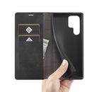 For Samsung Galaxy S22 Ultra LC.IMEEKE Soft PU + TPU Magnetic Skin-friendly Feeling Leather Phone Case(Black)